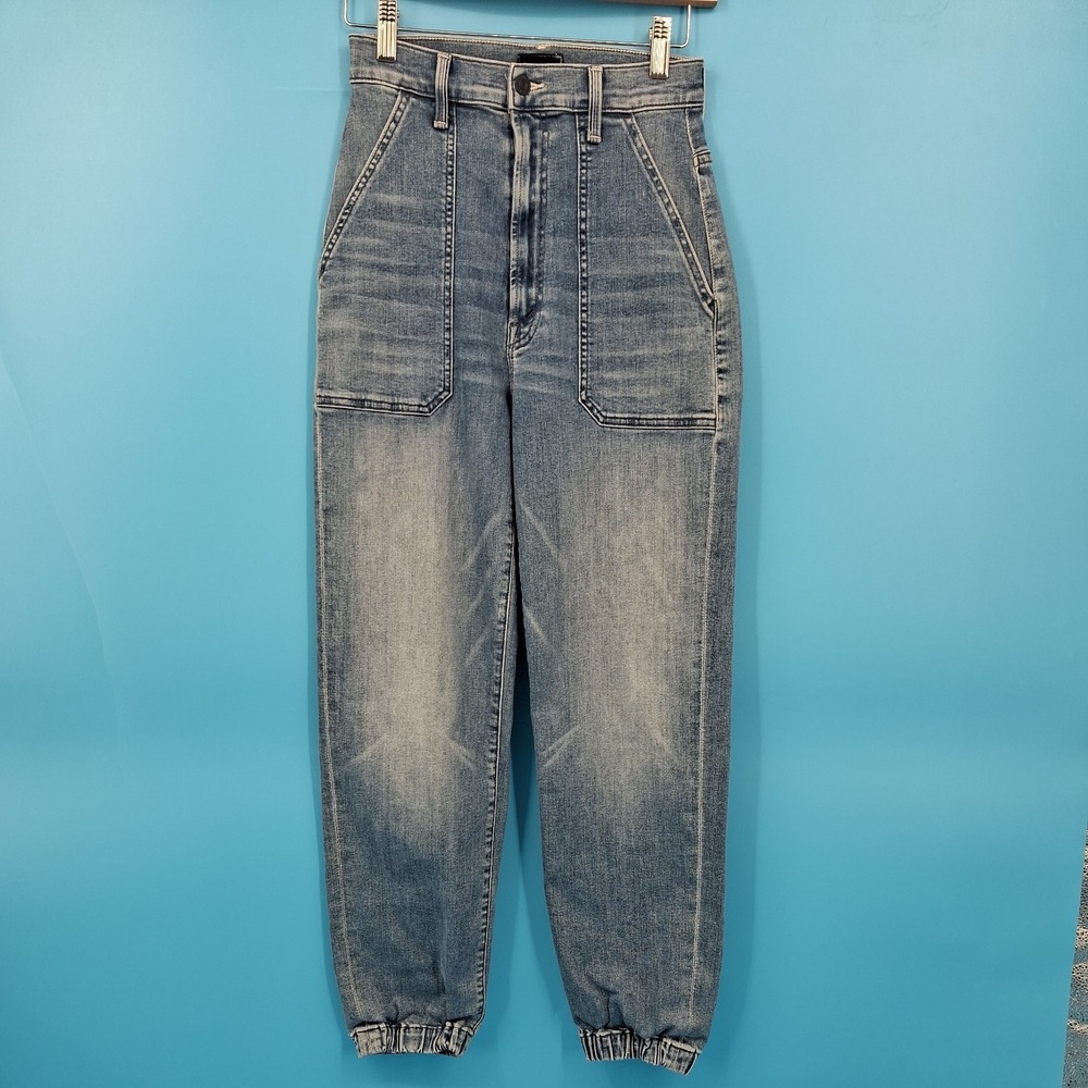 MOTHER Wrapper Patch Springy Ankle Jeans Jogger High Rise banded bottom size 26